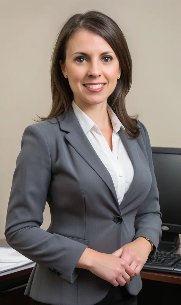 Airbnb virtual assistant in a grey blazer