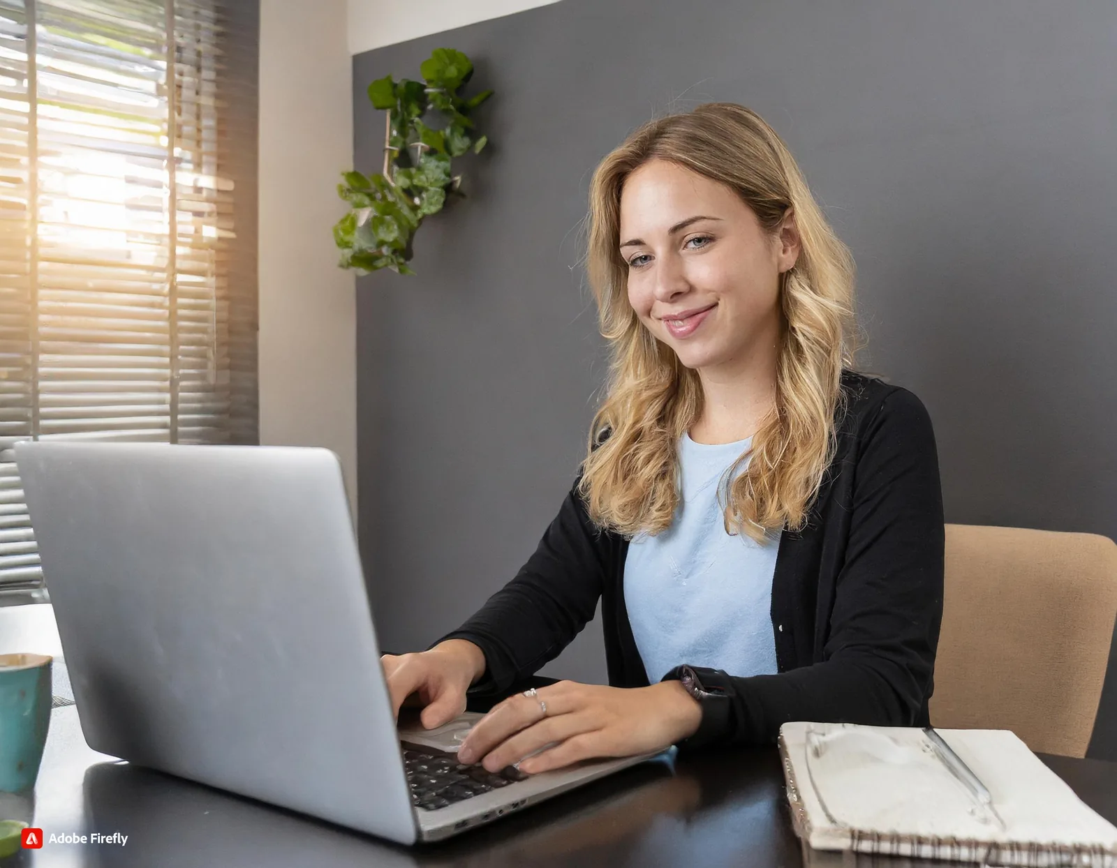 Virtual assistant working in a home office